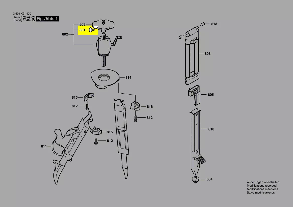 vis plateau pour trépied BT 300 HD Bosch réf. 1 600 A00 0A6